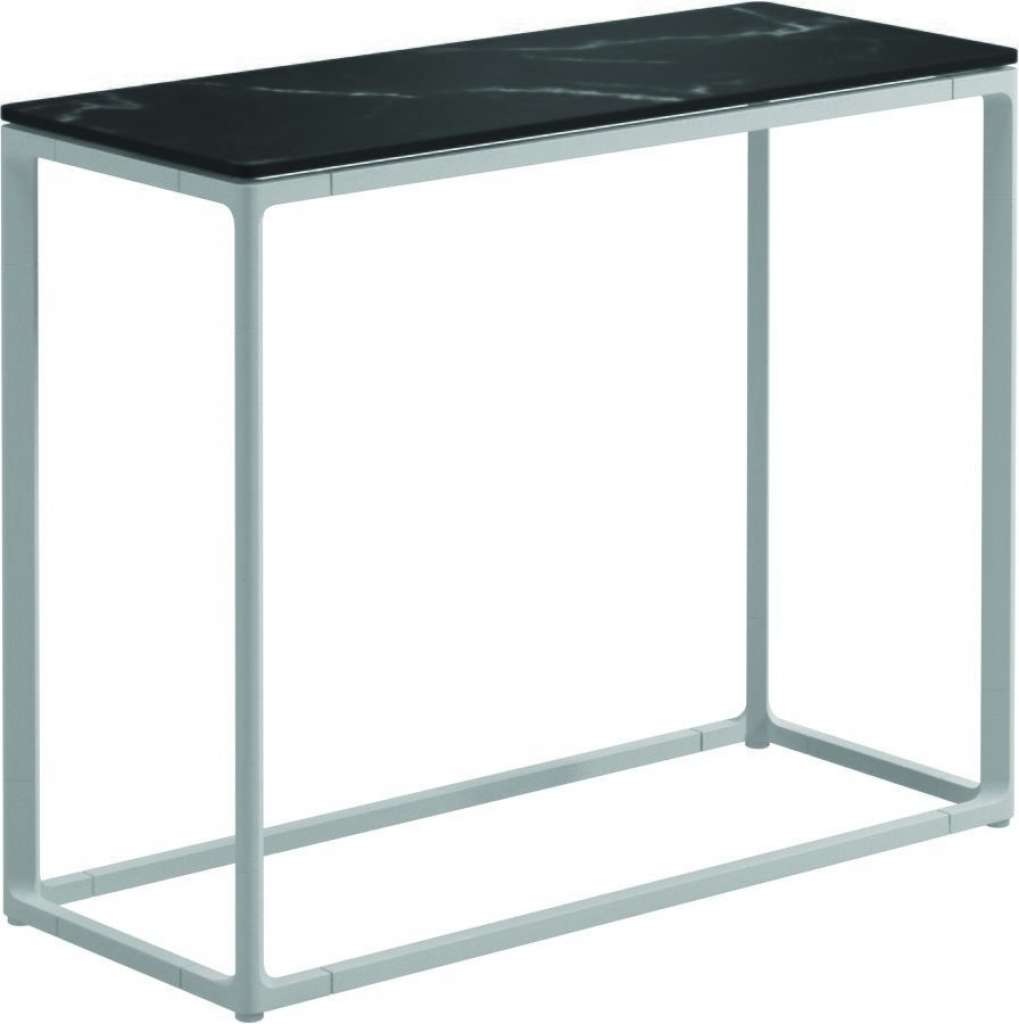 Gloster - Maya Konsolentisch - Nero Ceramik - gestell white - 75 x 30 cm - low - outdoor