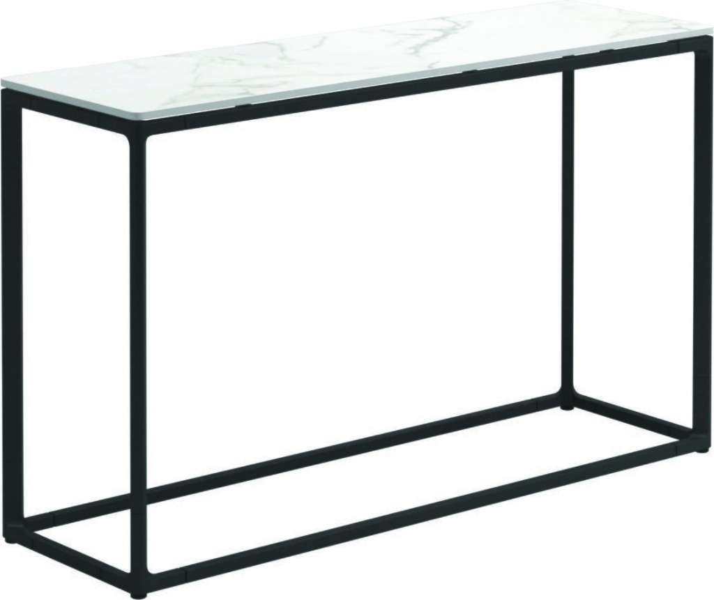 Gloster - Maya Konsolentisch - Bianco Ceramic - gestell meteor - 100 x 30 cm - low - outdoor