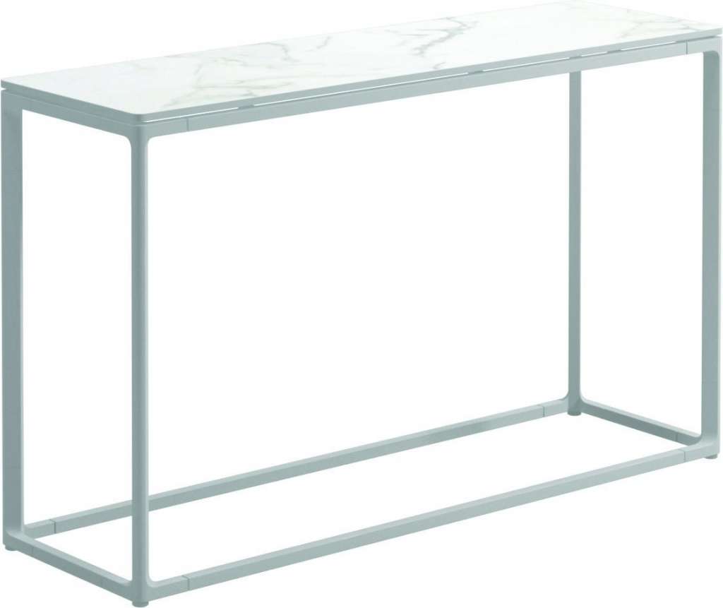 Gloster - Maya Konsolentisch - Bianco Ceramic - gestell white - 100 x 30 cm - low - outdoor