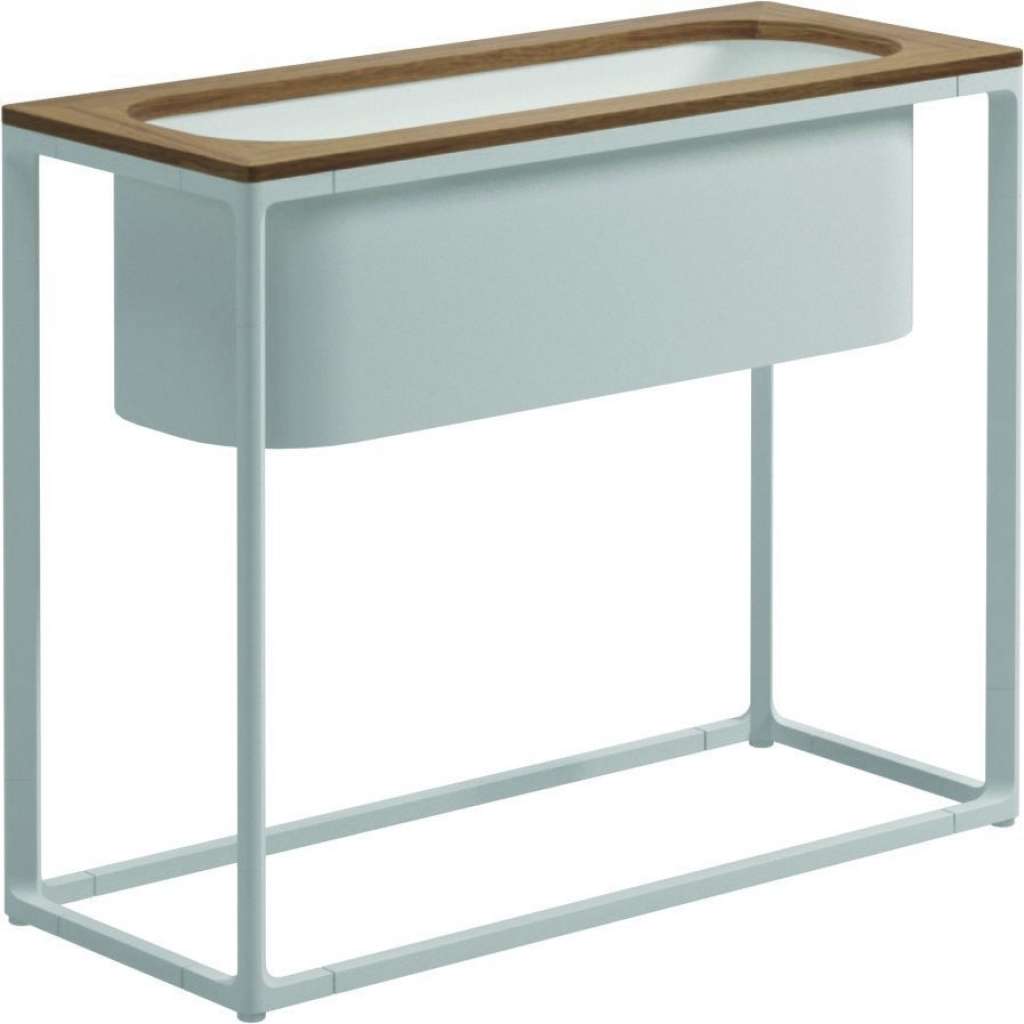 Gloster - Maya Pflanzenständer - Teak - gestell white - 75 x 30 cm - low - outdoor