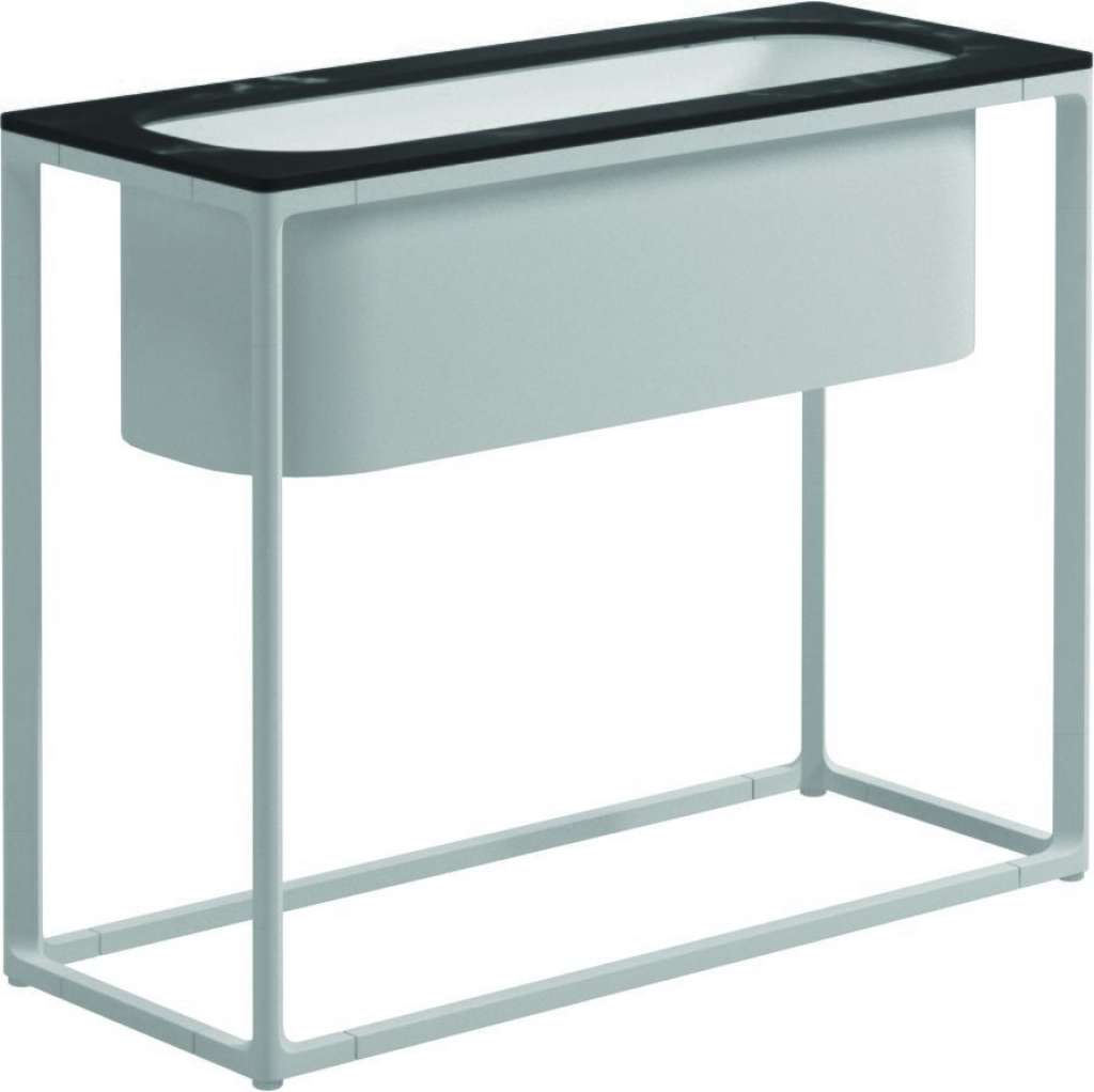 Gloster - Maya Pflanzenständer - Nero Ceramik - gestell white - 75 x 30 cm - low - outdoor