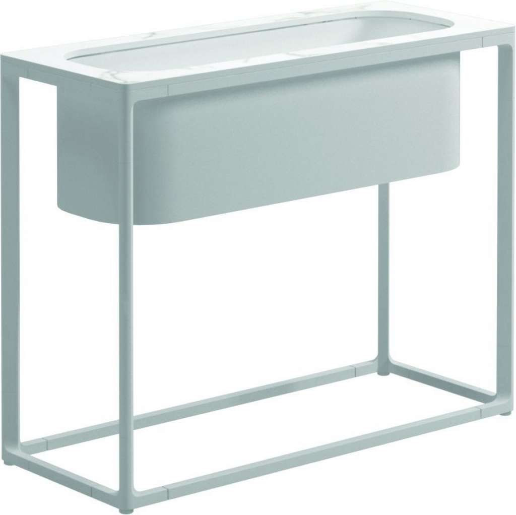 Gloster - Maya Pflanzenständer - Bianco Ceramic - gestell white - 75 x 30 cm - low - outdoor