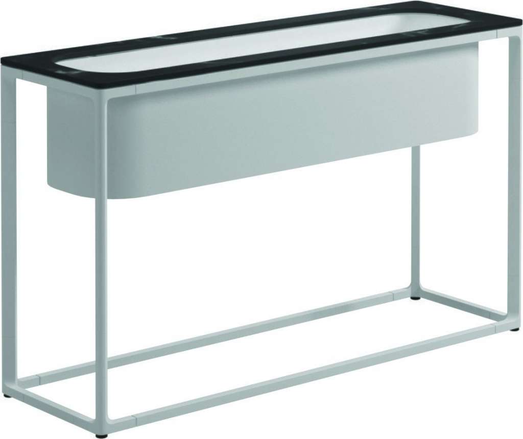 Gloster - Maya Pflanzenständer - Nero Ceramik - gestell white - 100 x 30 cm - low - outdoor