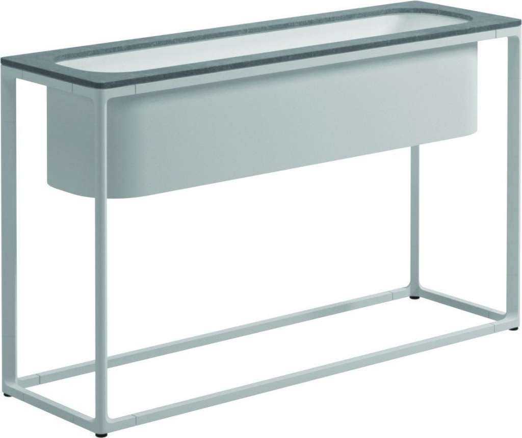 Gloster - Maya Pflanzenständer - Pumice Ceramic - gestell white - 100 x 30 cm - low - outdoor