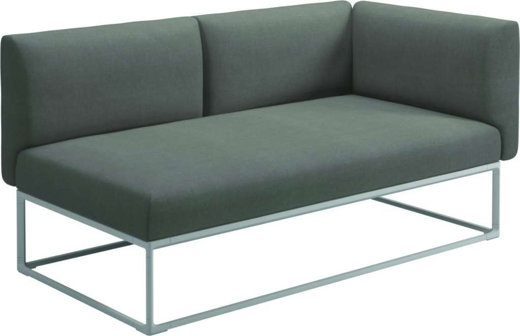 Gloster - Maya Endmodul - fife rainy grey - gestell white - 161 x 86 cm - outdoor
