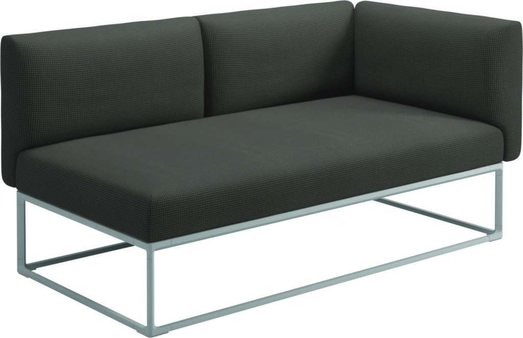 Gloster - Maya Endmodul - robben charcoal - gestell white - 161 x 86 cm - outdoor
