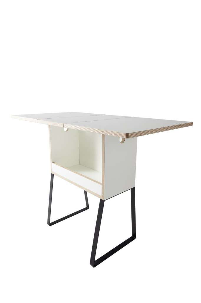 Müller Möbelwerkstätten - Wingcube Klapptisch - weiß - schwarzes Gestell - indoor