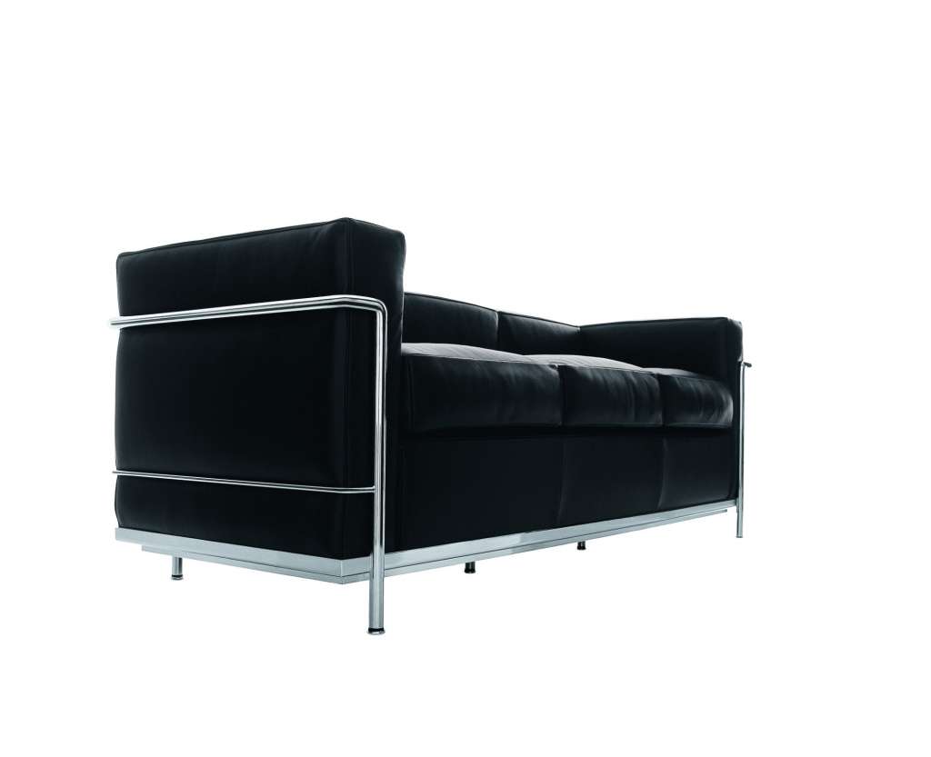 Cassina - LC 2 Divano 3 - Gestell schwarz - schwarz - indoor