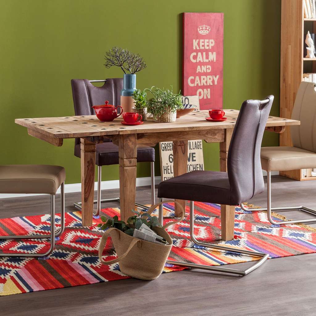 home24 Esstisch Bombay I (mit Ansteckplatten)