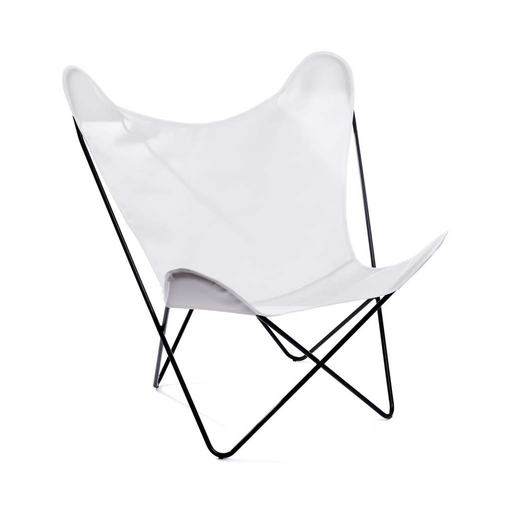 Manufakturplus - Butterfly Chair Hardoy - B.K.F. Chair Edelstahlrahmen, Acryl weiss - outdoor