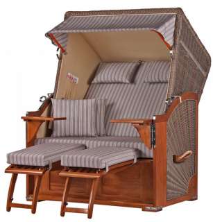 Strandkorb Keitum Mahagoni PE grey Dessin 501