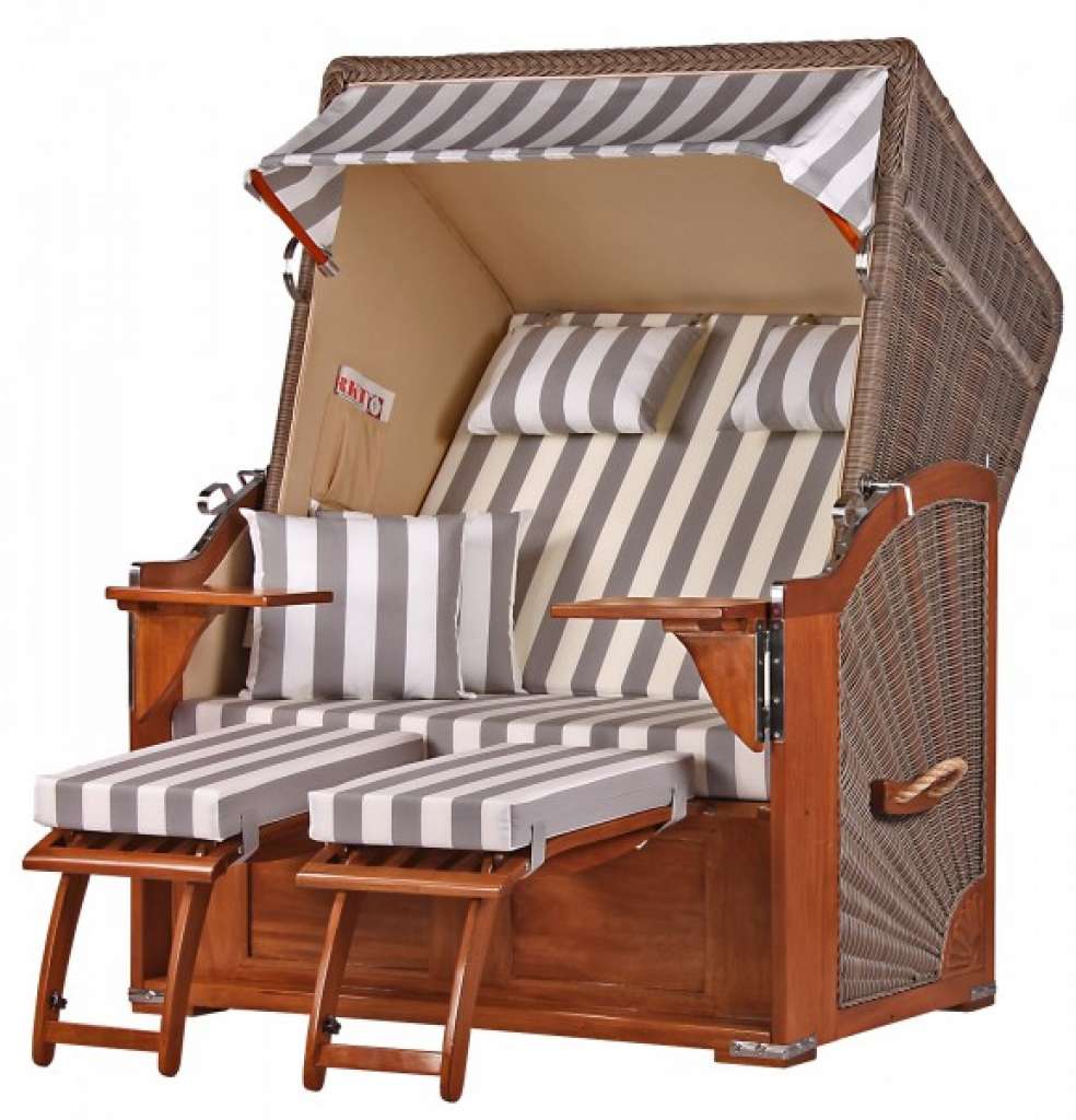 Strandkorb Keitum Mahagoni PE grey Dessin 513