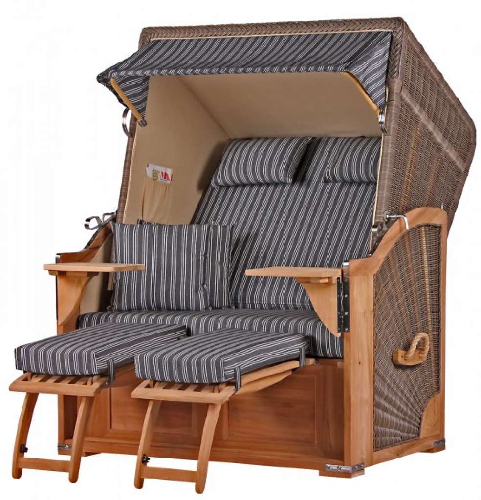 Strandkorb Keitum Teak PE grey Dessin 500