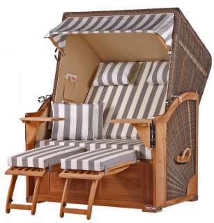 Strandkorb Keitum Teak PE grey Dessin 513