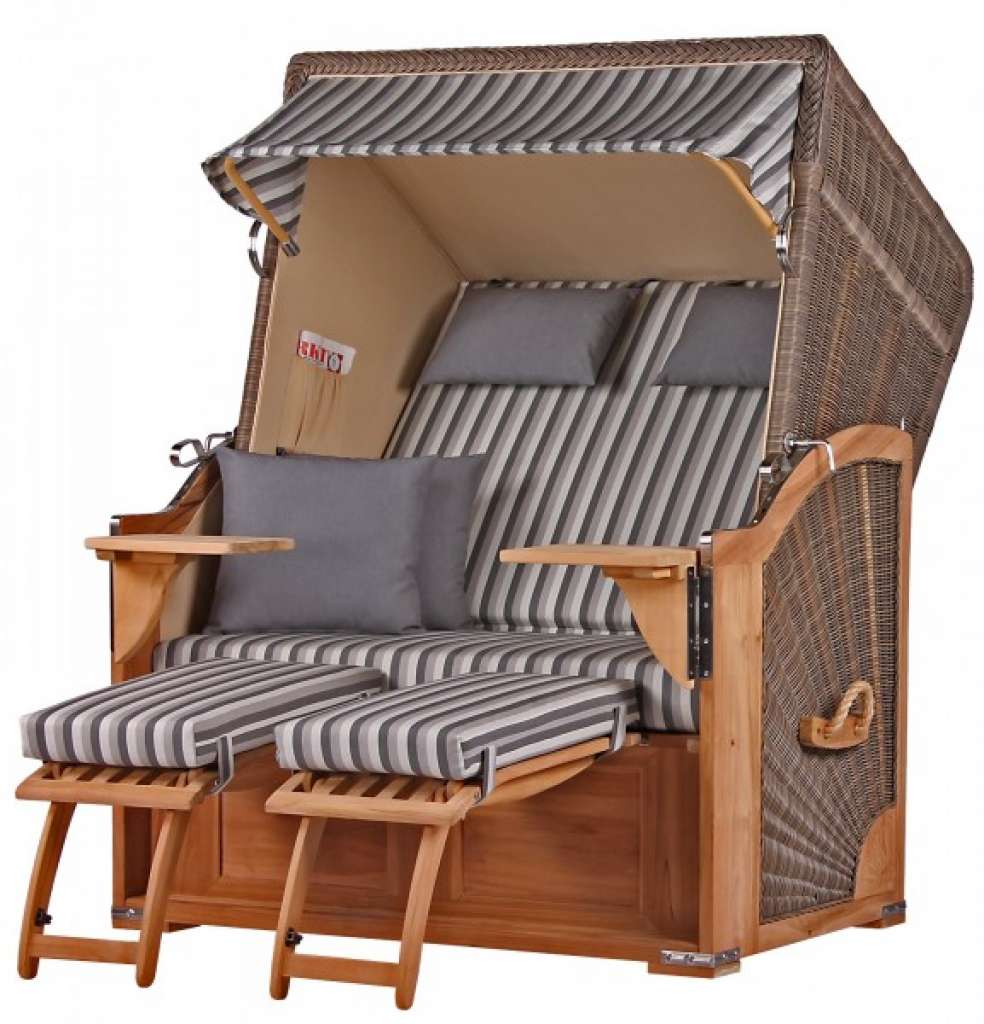 Strandkorb Keitum Teak PE grey Dessin 545