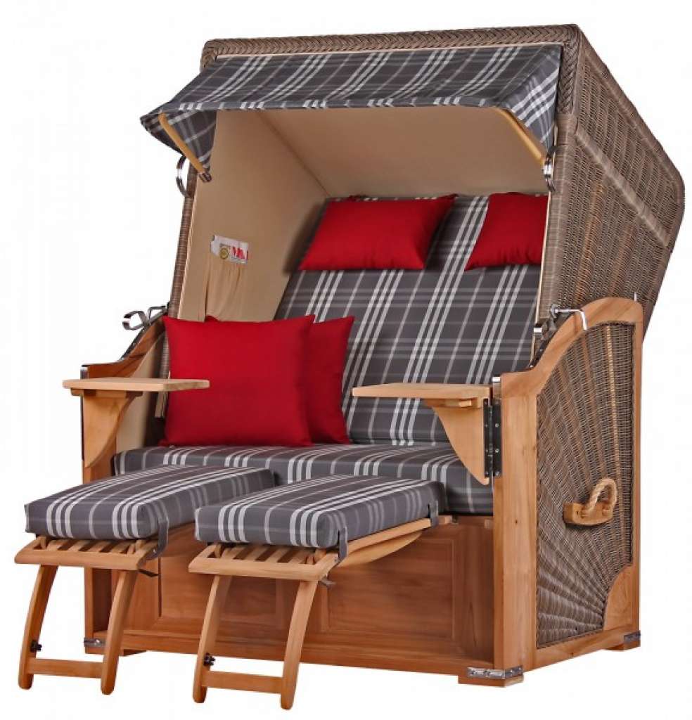 Strandkorb Keitum Teak PE grey Dessin 530