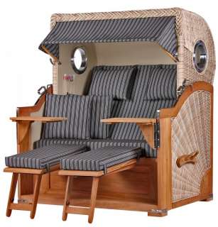 Strandkorb Kampen Teak Bullauge PE shell Dessin 500
