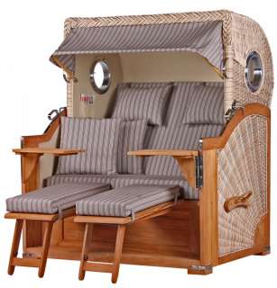 Strandkorb Kampen Teak Bullauge PE shell Dessin 501
