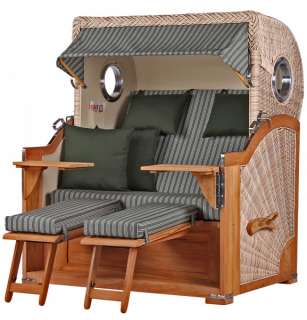 Strandkorb Kampen Teak Bullauge PE shell Dessin 504