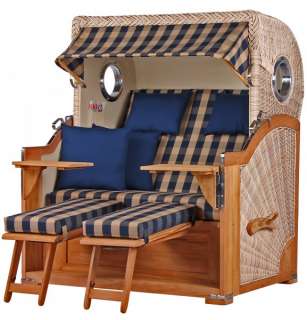 Strandkorb Kampen Teak Bullauge PE shell Dessin 507