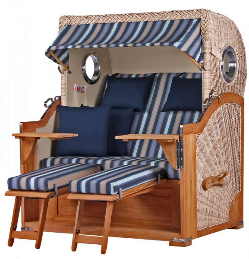 Strandkorb Kampen Teak Bullauge PE shell Dessin 521