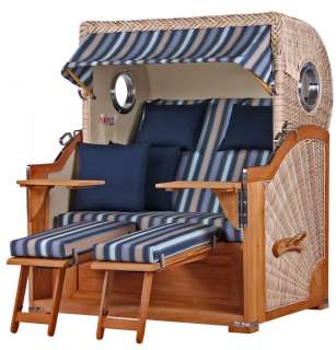 Strandkorb Kampen Teak Bullauge PE shell Dessin 521