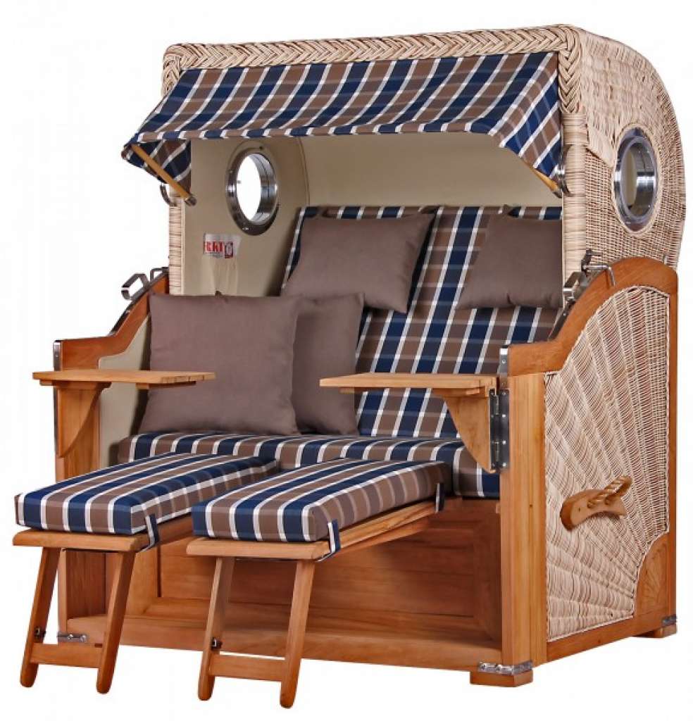 Strandkorb Kampen Teak Bullauge PE shell Dessin 526