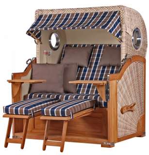 Strandkorb Kampen Teak Bullauge PE shell Dessin 526