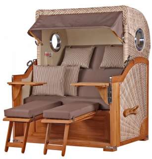 Strandkorb Kampen Teak Bullauge PE shell Dessin 534
