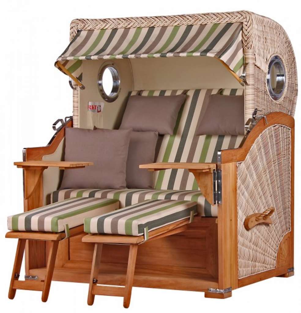 Strandkorb Kampen Teak Bullauge PE shell Dessin 535