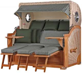 Strandkorb Kampen XXL Teak Bullauge PE shell Dessin 504
