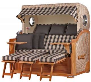 Strandkorb Kampen XXL Teak Bullauge PE shell Dessin 505