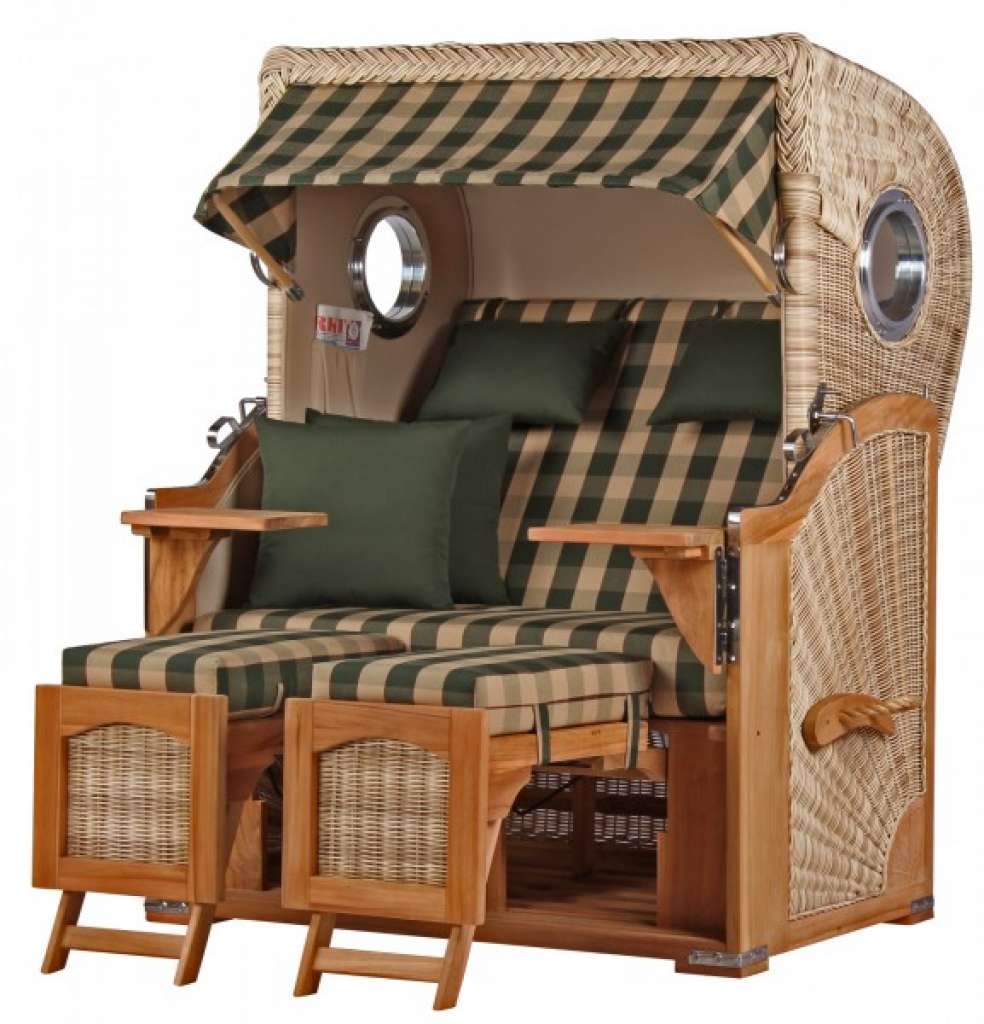 Strandkorb Rantum Teak PE shell Dessin 506