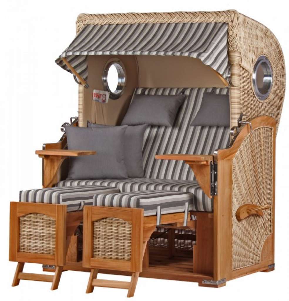 Strandkorb Rantum Teak PE shell Dessin 545