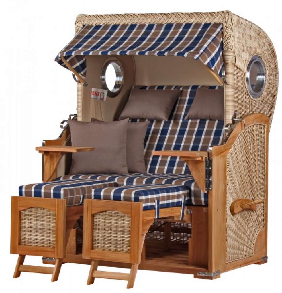 Strandkorb Rantum Teak PE shell Dessin 526