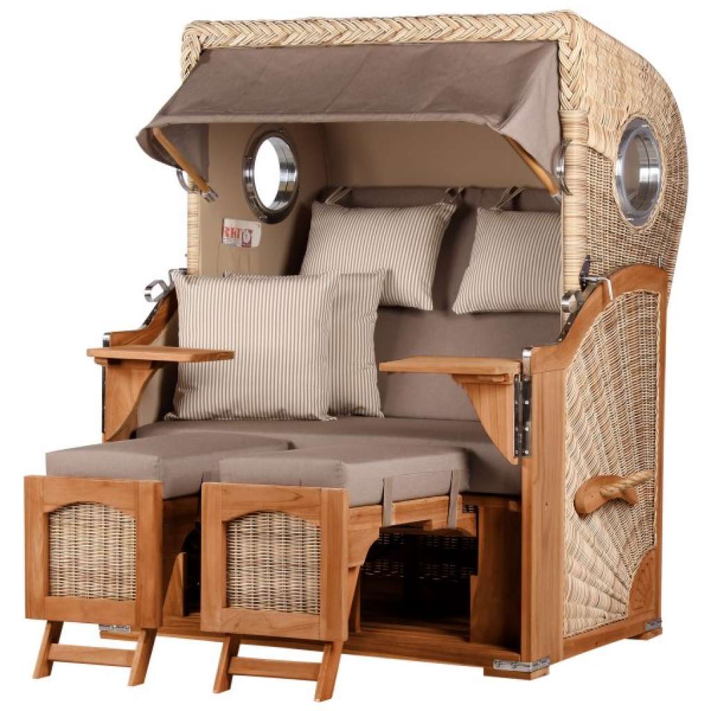Strandkorb Rantum Teak PE shell Dessin 534