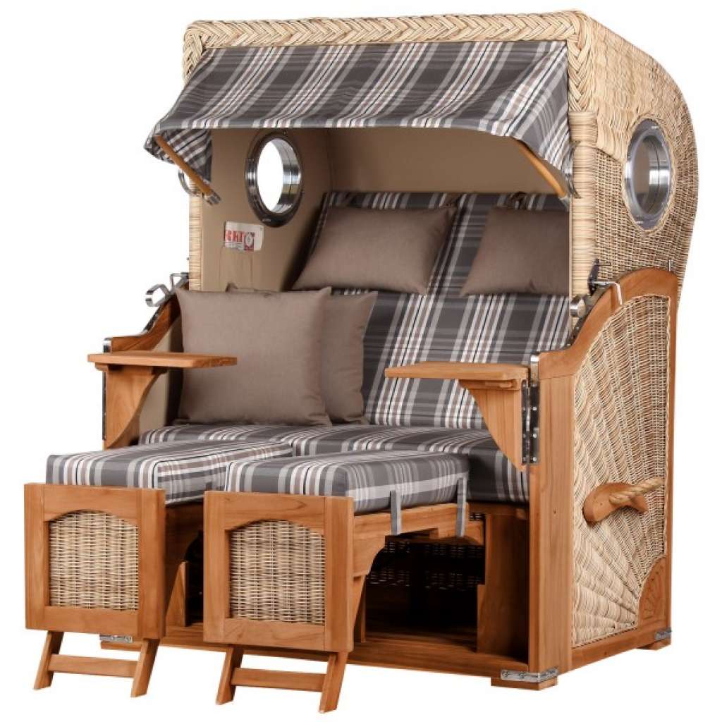 Strandkorb Rantum Teak PE shell Dessin 522