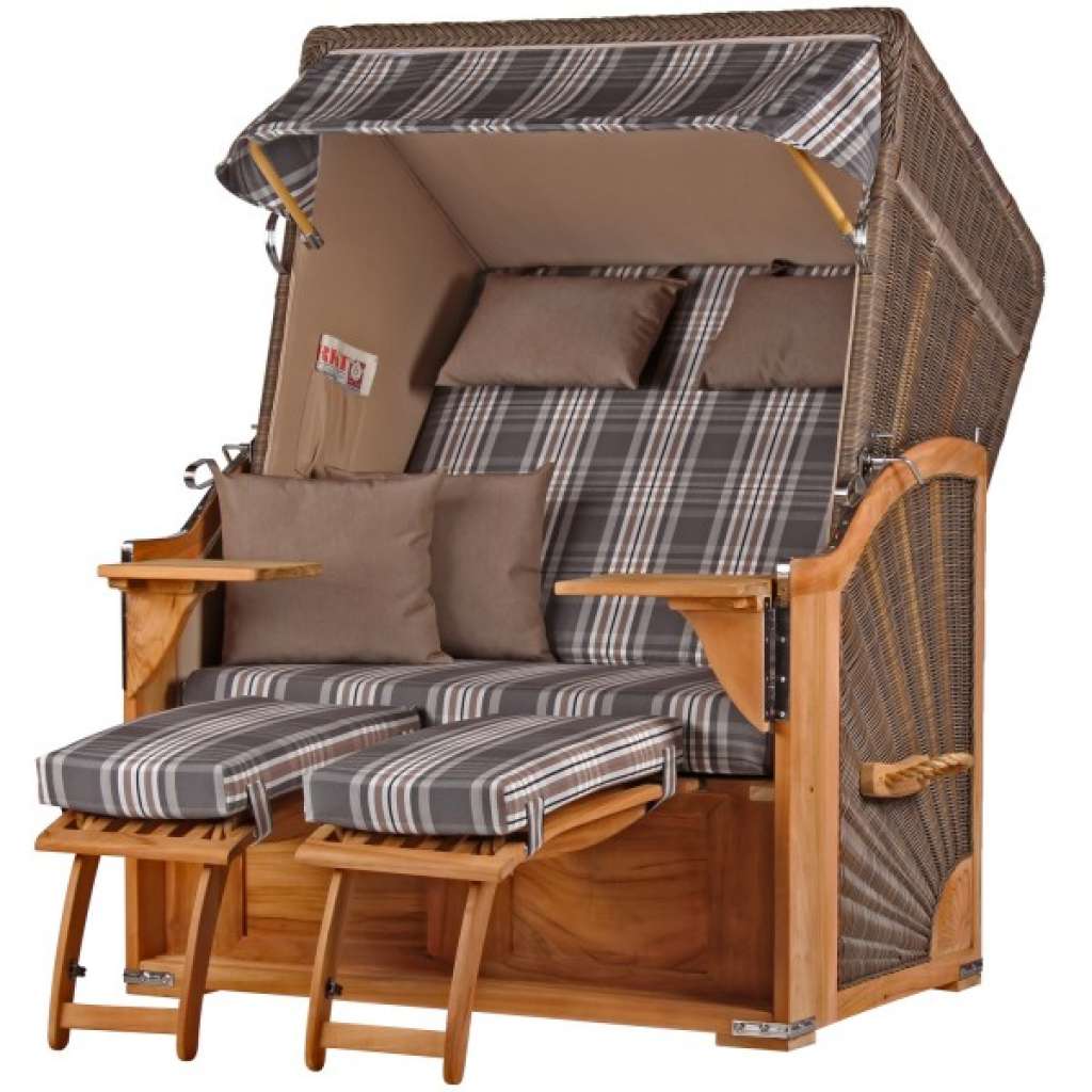 Strandkorb Keitum Teak PE grey Dessin 522