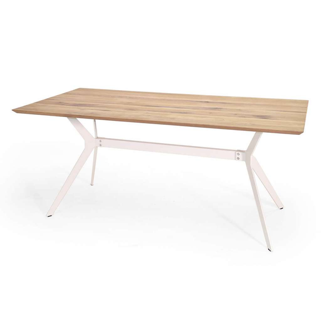 Esstisch 180 x 90 cm in Eiche Massiv / Metall Weiß