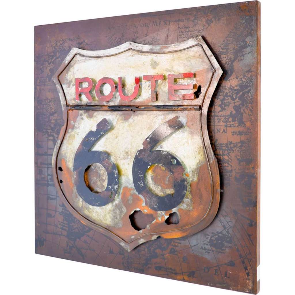 3D Metallbild Route 66 Wandbild 80 x 80 cm