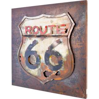 3D Metallbild Route 66 Wandbild 80 x 80 cm
