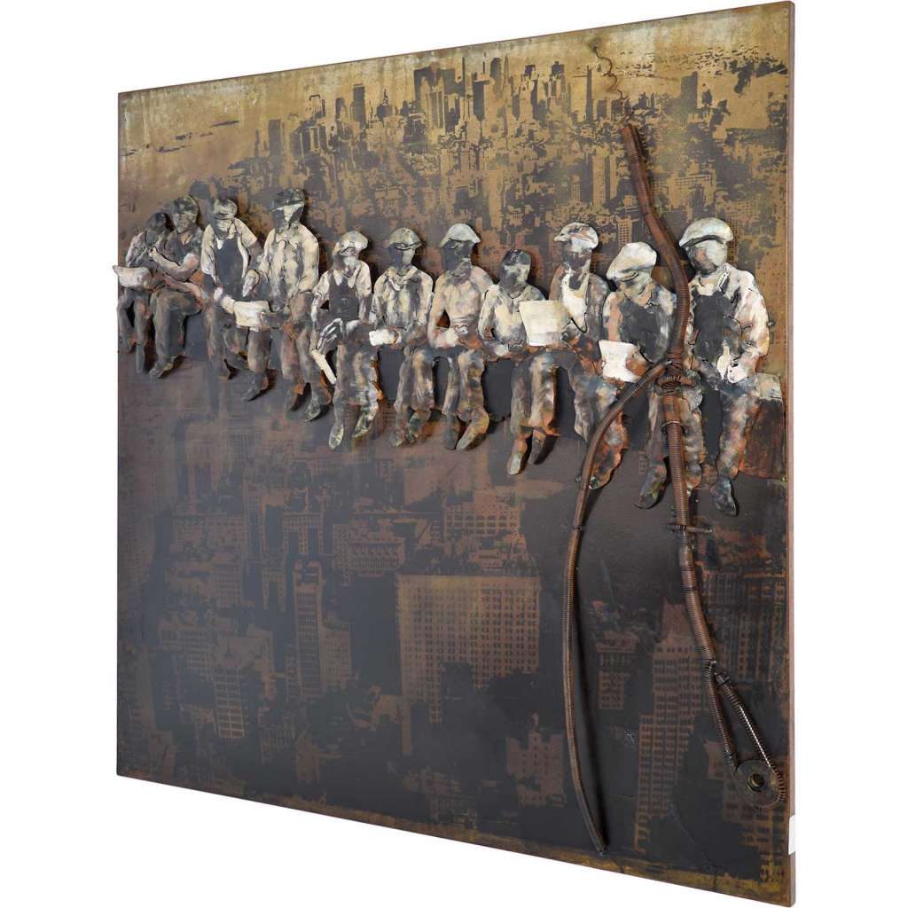3D Metallbild Bauarbeiter Wandbild 100 x 100 cm