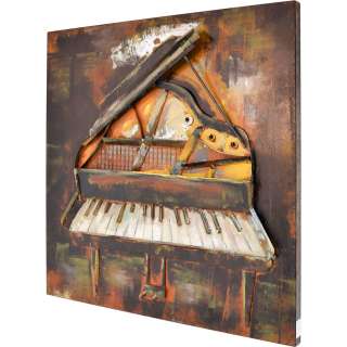 3D Metallbild Klavier Wandbild 80 x 80 cm