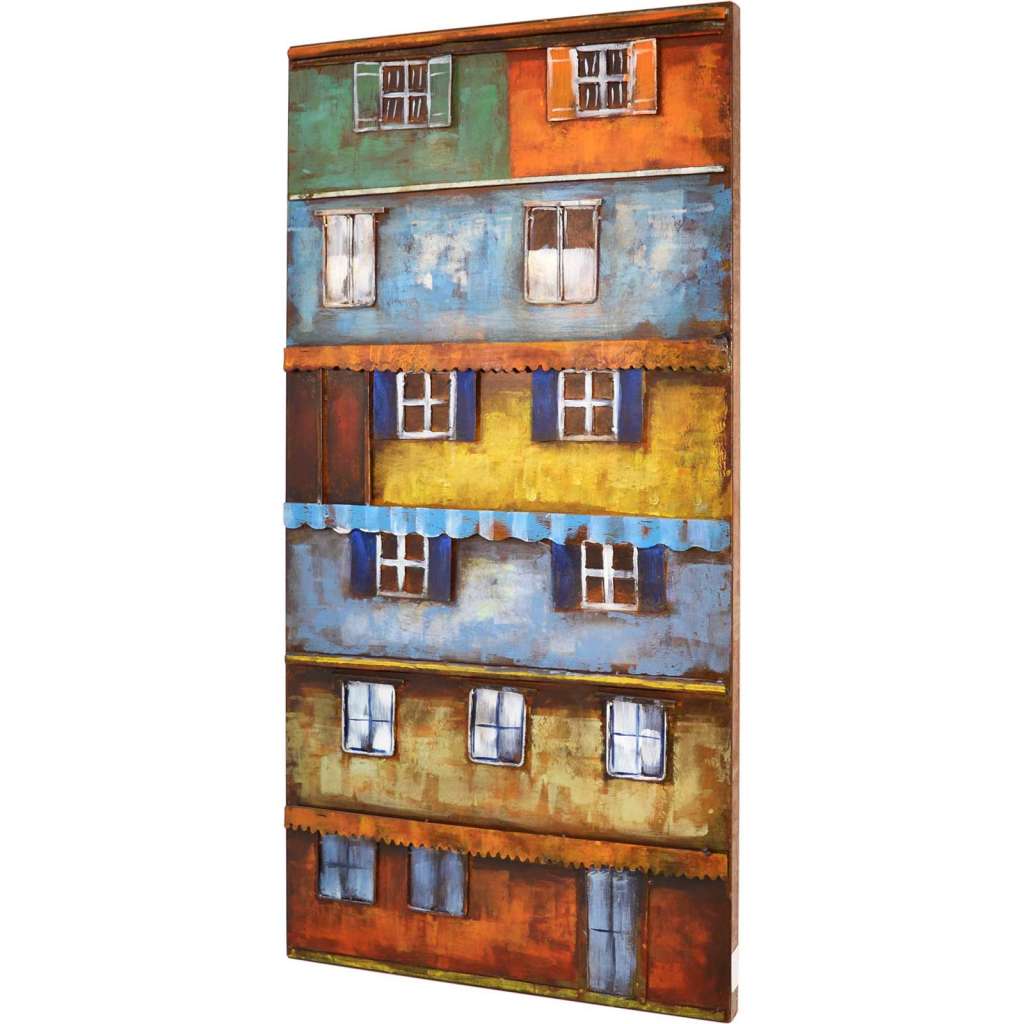 3D Metallbild Buntes Haus Wandbild 100 x 50 cm
