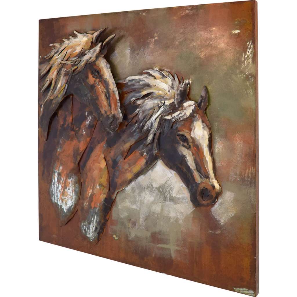 3D Metallbild Pferde Wandbild 100 x 100 cm