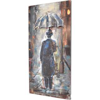 3D Metallbild Mann im Regen Wandbild 60 x 120 cm