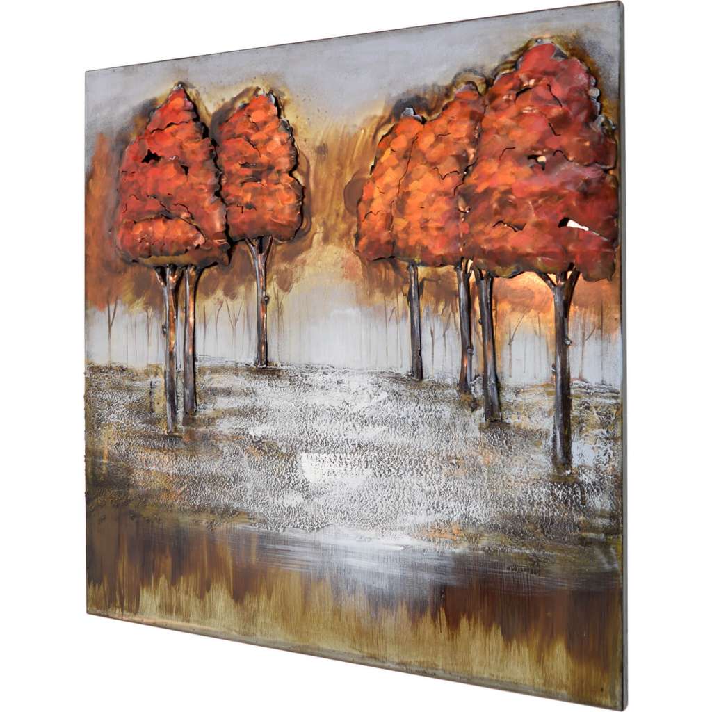 3D Metallbild Wald Wandbild 80 x 80 cm