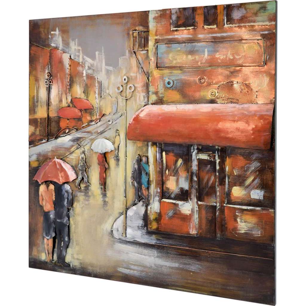 3D Metallbild City Wandbild 100 x 100 cm