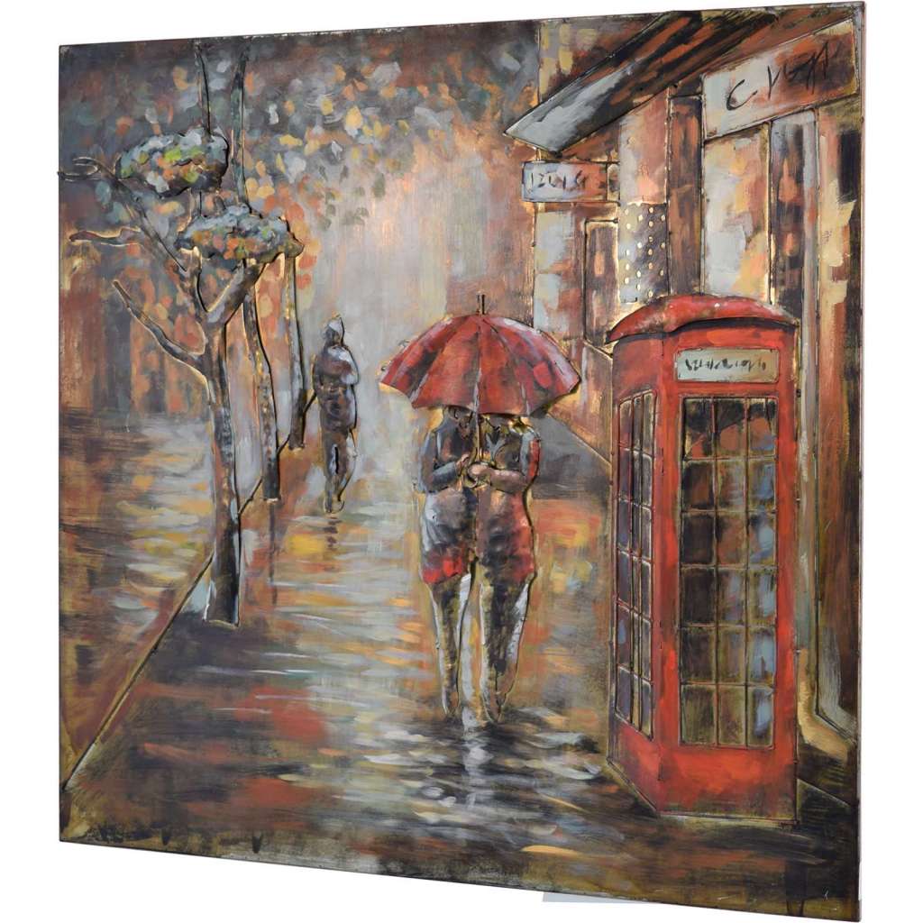 3D Metallbild Telefonzelle Wandbild 100 x 100 cm