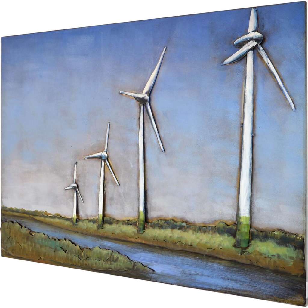 3D Metallbild Windmühle Wandbild 100 x 75 cm